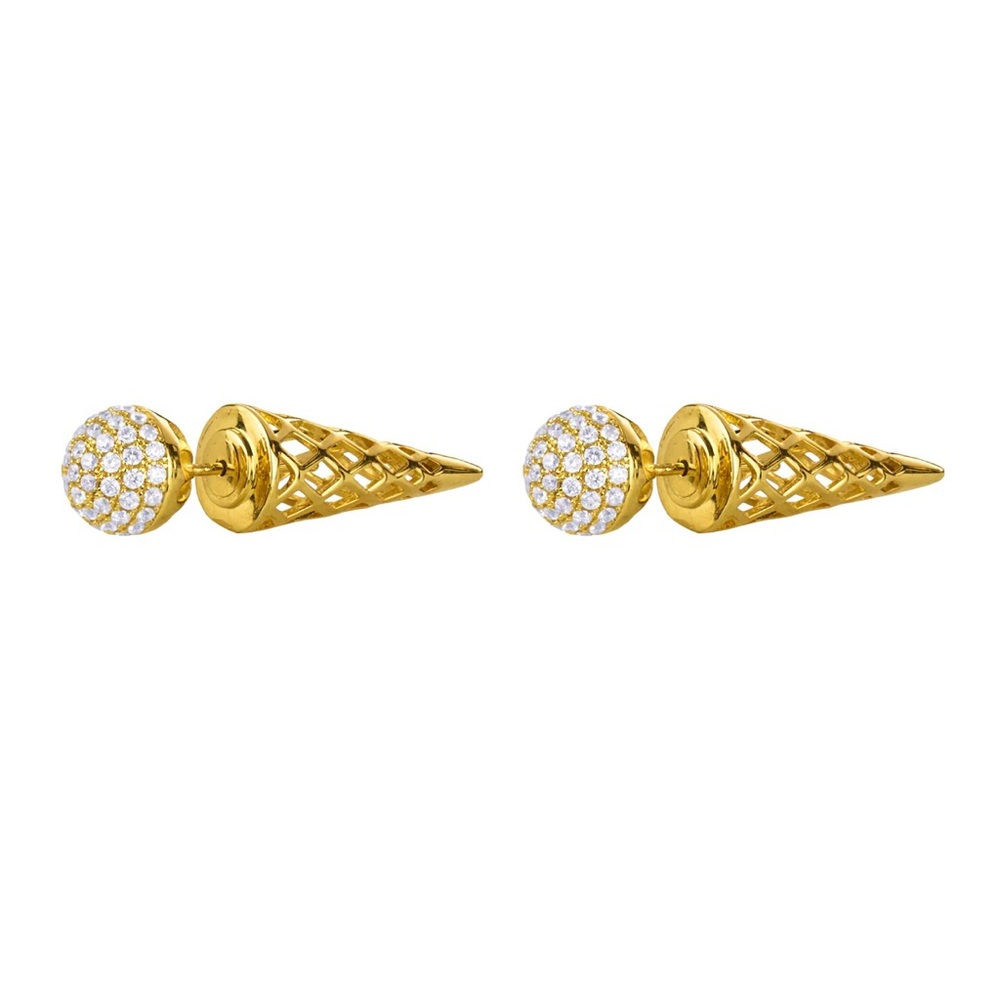 LUXE nOir Jewelry Retail $129 Gold Crystal Cone Earrings if you know you know!
